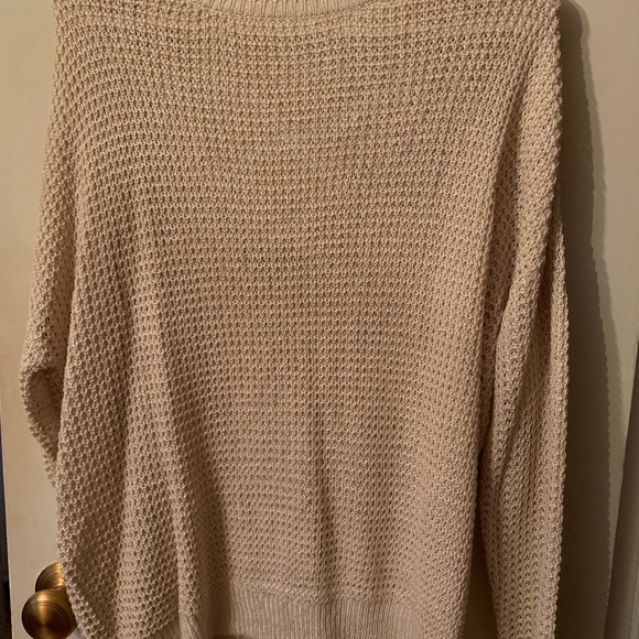 Off the should, cream, open back sweater - Picture 2 of 5
